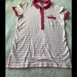 Ladies Lacoste pink and white shirt